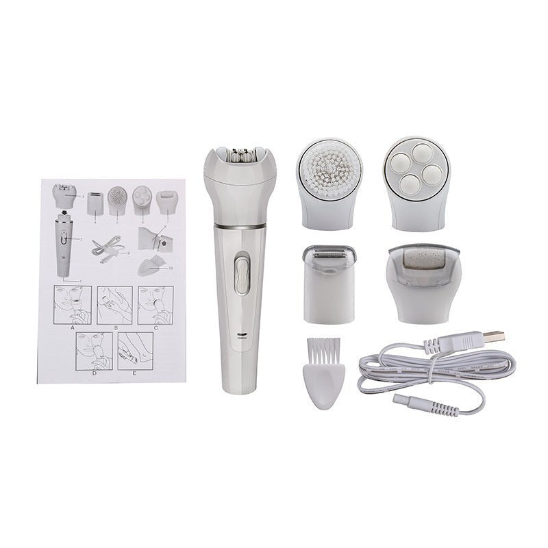 5 in 1 Multi - Functional Portable Face and body Skin Care Electric Massager Scrubber with Facial Latex Brush - My Store