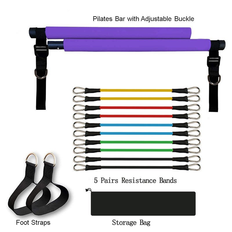 Fitness Yoga Pilates Bar Portable Gym Accessories Sport Elastic - My Store